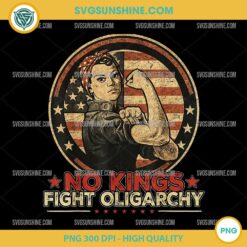 Vintage No Kings Fight Oligarchy PNG, America Flag PNG
