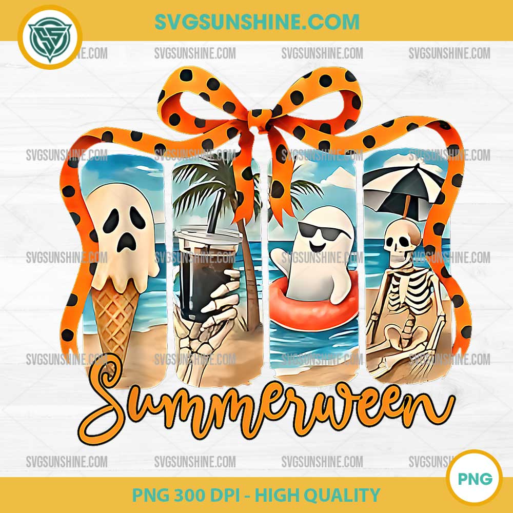 Summerween Skeleton Ghost Beach Party PNG, Halloween Vibes PNG Summerween Skeleton Ghost Beach Party PNG, Halloween Vibes PNG