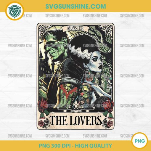 The Monster Frankenstein And Bride The Lovers PNG, Tarot Card PNG