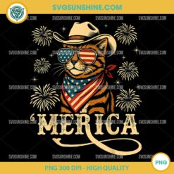 USA 'Merica Cat 4th of July PNG, Funny Patriotic PNG