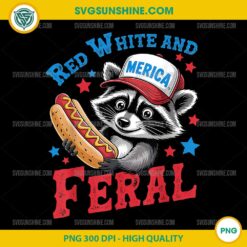 4th Of July Patriotic Cute Red White And Feral PNG, Funny Raccoon PNG