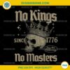 Retro No Kings No Masters Since 1776 PNG, Gothic Skull Crown PNG