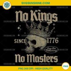 Retro No Kings No Masters Since 1776 PNG, Gothic Skull Crown PNG