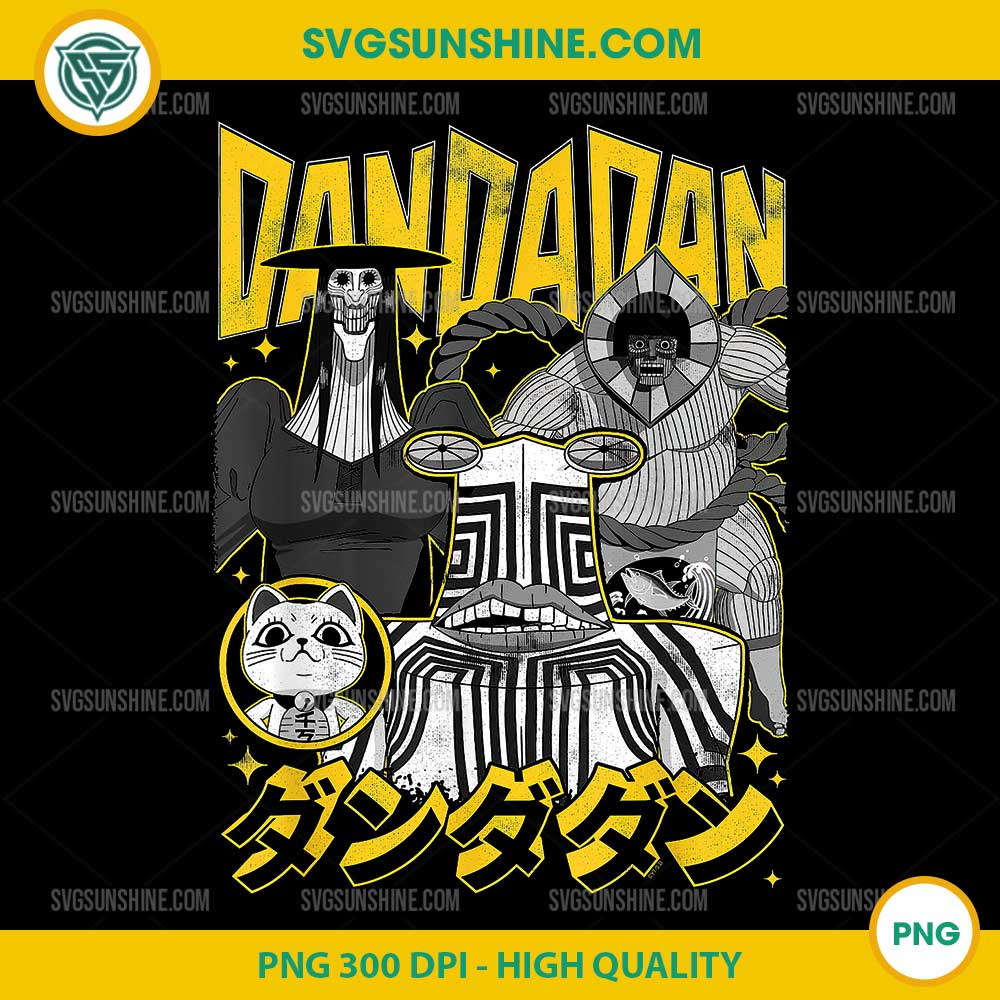 Dan Da Dan Yellow and Black Aliens with Kanji Anime PNG, Dan Da Dan Turbo Granny PNG Dan Da Dan Yellow and Black Aliens with Kanji Anime PNG, Dan Da Dan Turbo Granny PNG