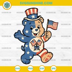 4th of July Care Bear SVG Patriotic Bear with Flag