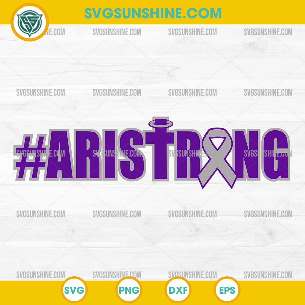 ARISTRONG Purple Ribbon SVG Design – Faith, Support & Awareness Symbol