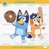 Bluey and Bingo playing baseball PNG with transparent background