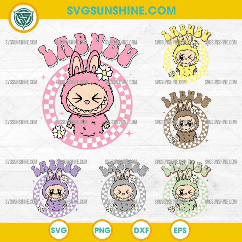Cute Labubu Character SVG Bundle with Flower Circle