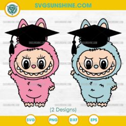 Cute Labubu Graduation SVG for Class of 2026 in pink and blue