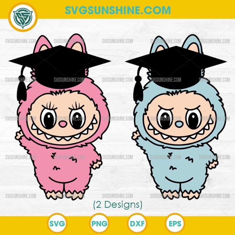 Cute Labubu Graduation SVG for Class of 2026 in pink and blue