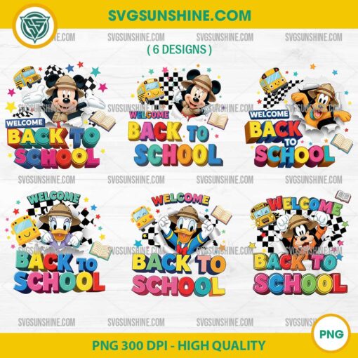Disney Back to School PNG Bundle with Mickey, Donald, Goofy, Daisy, Pluto
