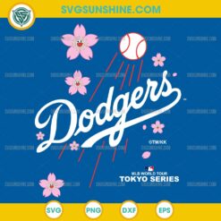 Dodgers Tokyo Series SVG with cherry blossom baseball
