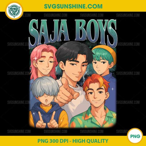Friendly KPop Saja Boys PNG – Anime Group Clipart
