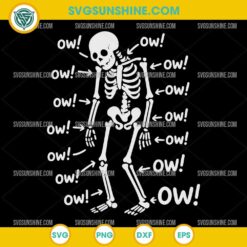Funny skeleton SVG design with OW pain humor arrows