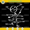 Funny stick figure pain SVG with “OW” labels – cartoon injury humor design