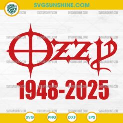 Gothic Ozzy 1948 2025 SVG Memorial Design in Red