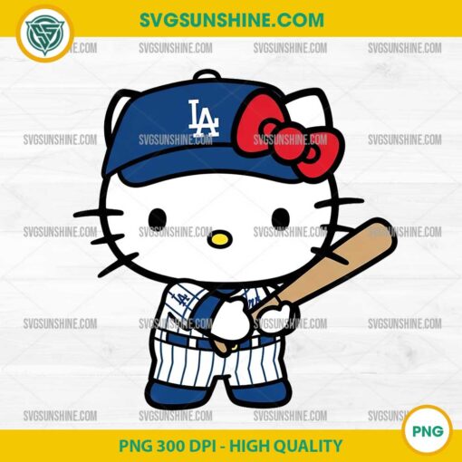 Hello Kitty Dodgers Baseball PNG – Cute Sports Clipart for Sublimation