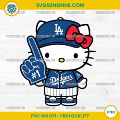 Hello Kitty Dodgers Fan PNG – Cute Clipart with Foam Finger for Cricut & Sublimation