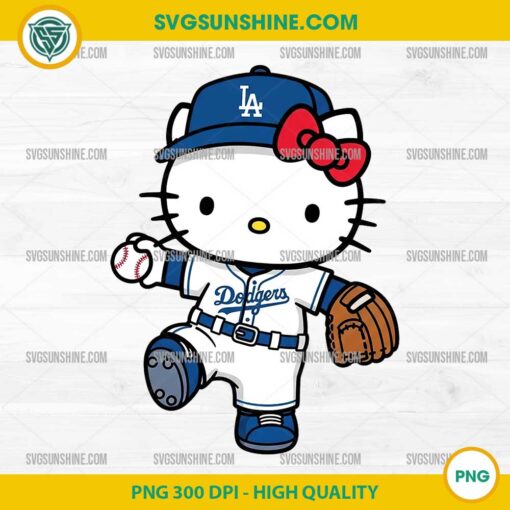 Hello Kitty Los Angeles Dodgers Pitcher PNG – Cute baseball clipart for Cricut