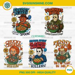 Horror cereal killers PNG bundle with Halloween movie characters