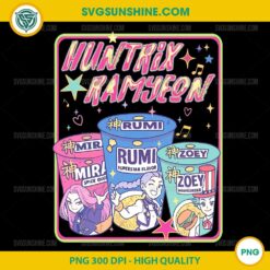 Huntrix Ramyeon Ramen PNG – KPop Noodle Cup Clipart with Rumi, Mira, and Zoey