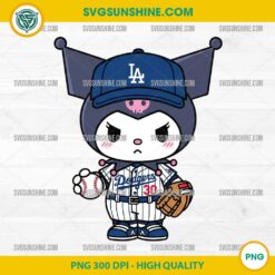 Kuromi Dodgers PNG digital file – cute LA baseball fan clipart for sublimation and Cricut