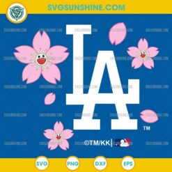 LA Dodgers Baseball Sakura Flower SVG with cherry blossoms