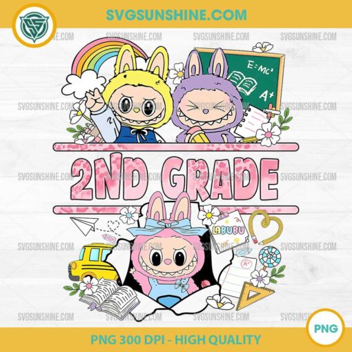Labubu 2nd Grade PNG Bunny School Design