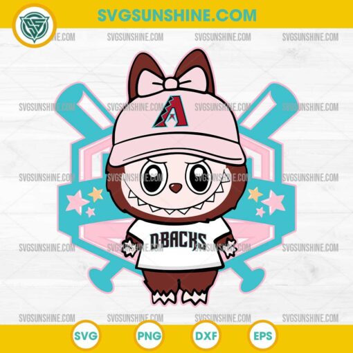 Cute Labubu Arizona Diamondbacks SVG with baseball bats