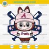 Cute Labubu Atlanta Braves SVG in pink cap and fan shirt