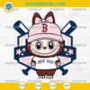Cute Labubu Boston Red Sox SVG in pink fan outfit