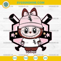 Labubu Chicago White Sox SVG in pink baseball outfit