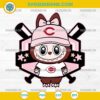 Labubu Cincinnati Reds SVG in pink baseball cap