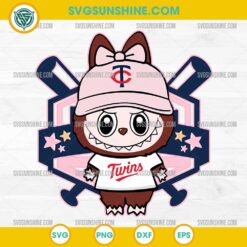 Labubu Minnesota Twins SVG wearing pink hat and Twins shirt