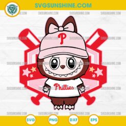 Labubu Philadelphia Phillies SVG in pink hat and Phillies shirt