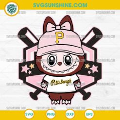 Labubu Pittsburgh Pirates SVG with pink cap and white shirt