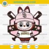 Labubu San Diego Padres SVG wearing pink cap and team shirt