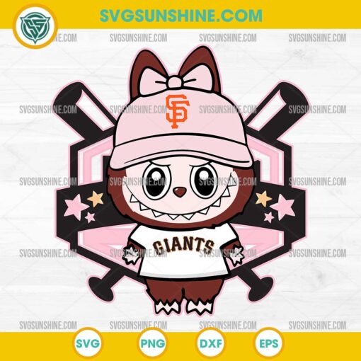 Labubu San Francisco Giants SVG in pink cap and baseball jersey