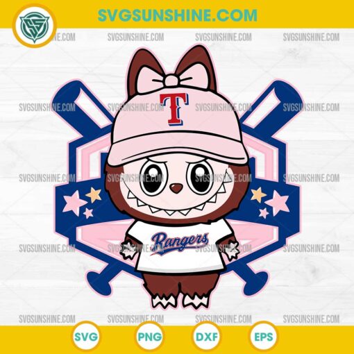 Labubu Texas Rangers SVG – Cute Baseball Girl Design