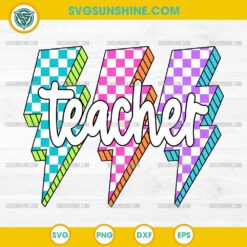 Lightning Bolt Teacher SVG Retro Style