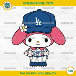 My Melody Dodgers PNG – Cute baseball clipart for sublimation and Cricut crafts