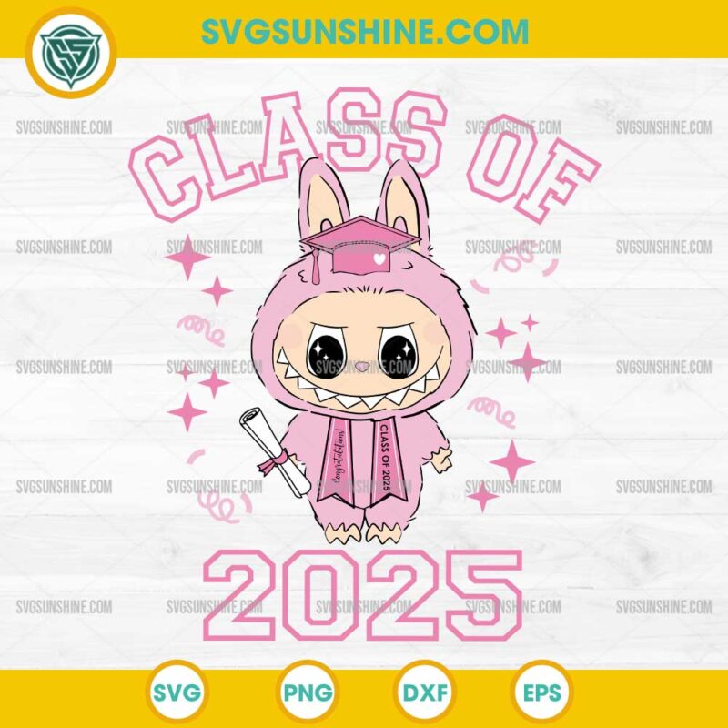 Pink Graduation Labubu SVG