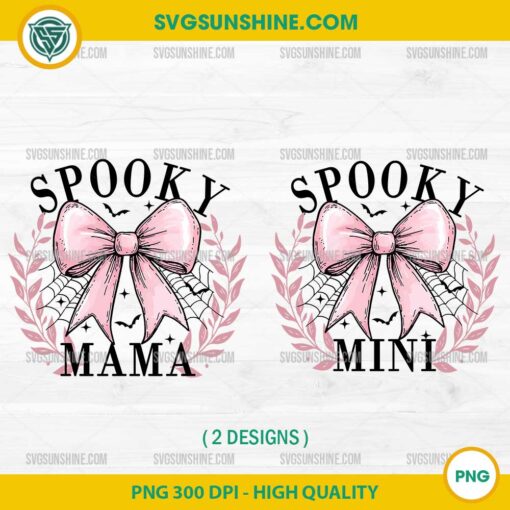 Pink Spooky Mama and Mini PNG – Halloween Mama Coquette Bow Clipart