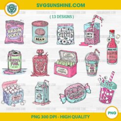 Pink Zombie Food Halloween PNG – Creepy Cute Snack Clipart Bundle for Sublimation