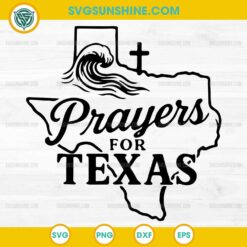 Prayers for Texas SVG with Cross and Wave Symbol