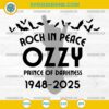 Rock In Peace Ozzy Osbourne SVG Design with Bats and Hand Sign