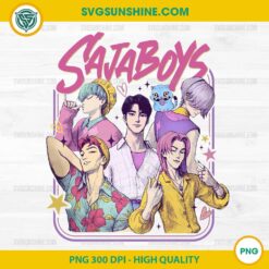 Saja Boys Group PNG – Kawaii Retro KPop Demon Hunters Clipart