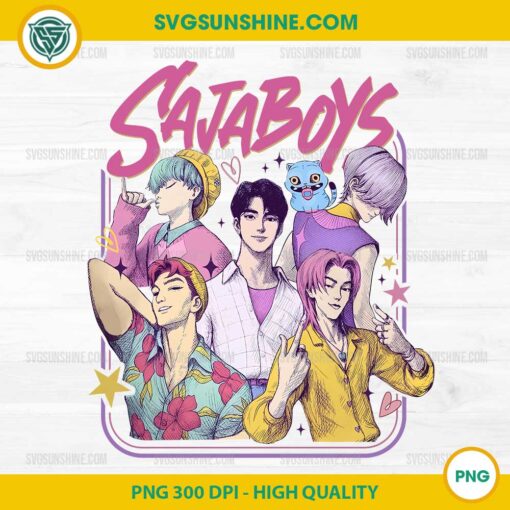 Saja Boys Group PNG – Kawaii Retro KPop Demon Hunters Clipart