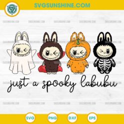 Spooky Labubu Halloween SVG with ghost, pumpkin, skeleton and vampire costumes