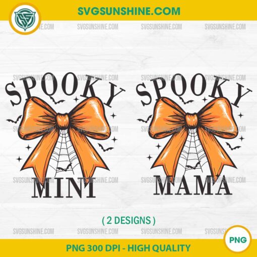 Spooky Mama and Mini PNG – Halloween Coquette Bow Clipart